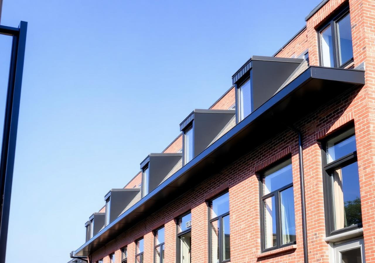 Moderne rijtjeswoningen met identieke kozijnen — Regel-air® zorgt voor gelijke ventilatieprestaties in elke woning.
