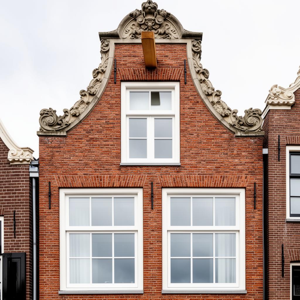 Hardhouten kozijnen — Wit gelakt mahonie — monumentale Amsterdamse gevel