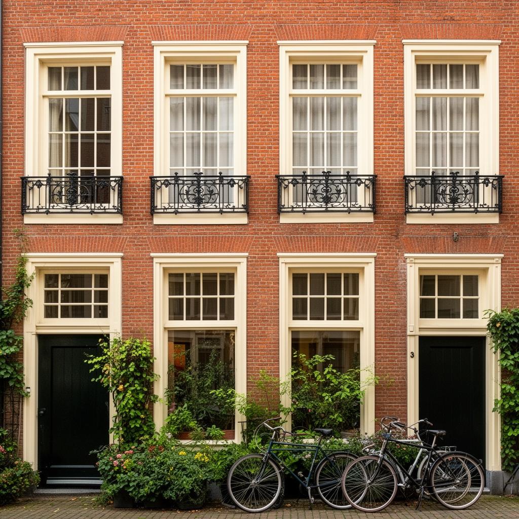 Hardhouten kozijnen — Amsterdamse achtergevel — hardhouten kozijnen