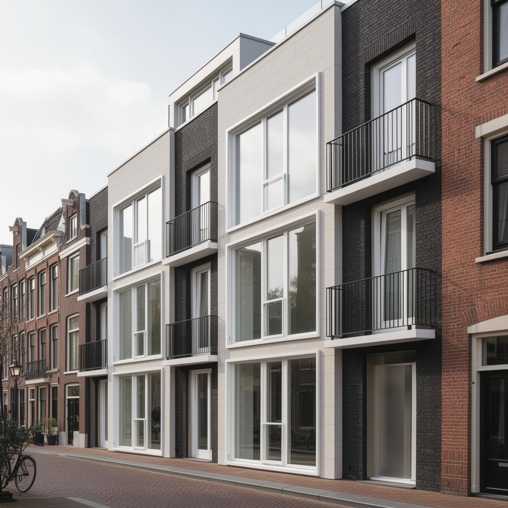 Kunststof kozijnen — Moderne gevel Amsterdam — witte kunststof kozijnen